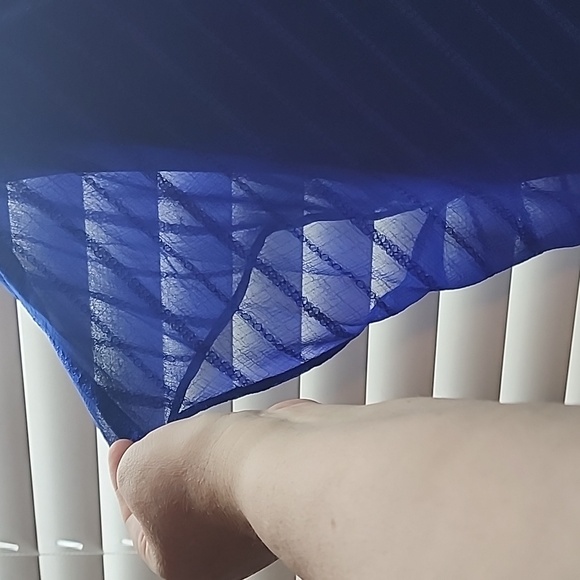 Plus size blue sheer blouse - Picture 4 of 7